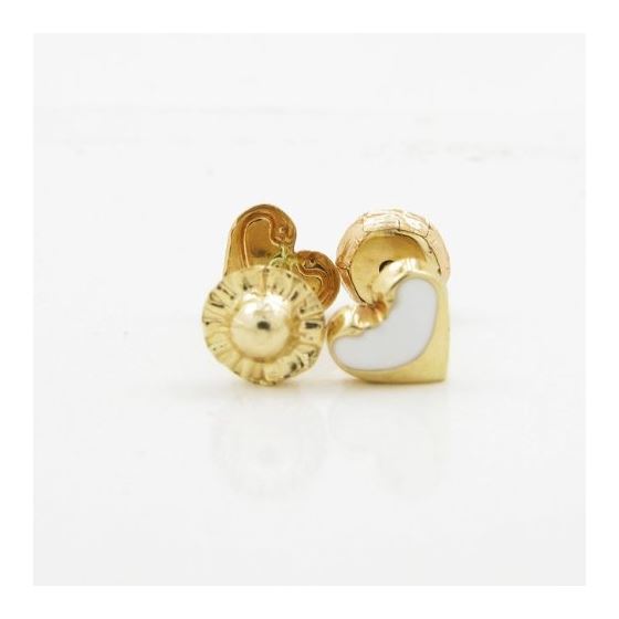 14K Yellow gold Heart stud earrings for Children/Kids web109 2