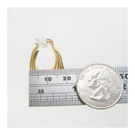 10k Yellow Gold earrings Fancy puff bamboo gold earrings AGBE67 4