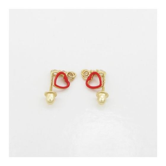 14K Yellow gold Open heart cz chandelier earrings for Children/Kids web411 4