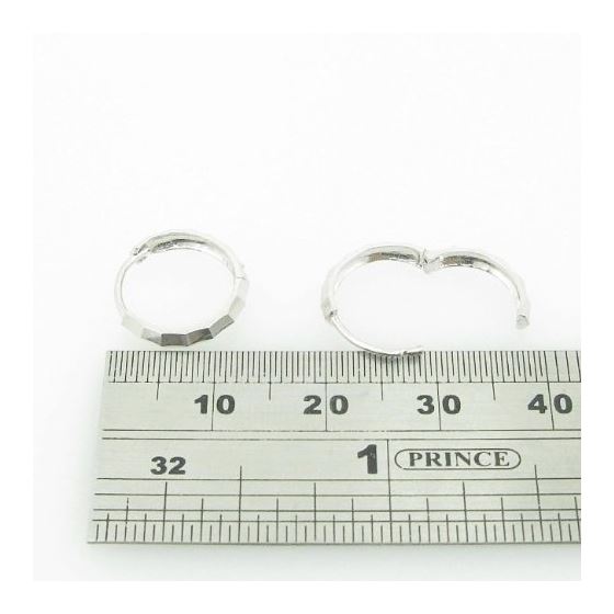 womens bp47 fancy earrings 14K white gold italian ball stud huggie hoop 4