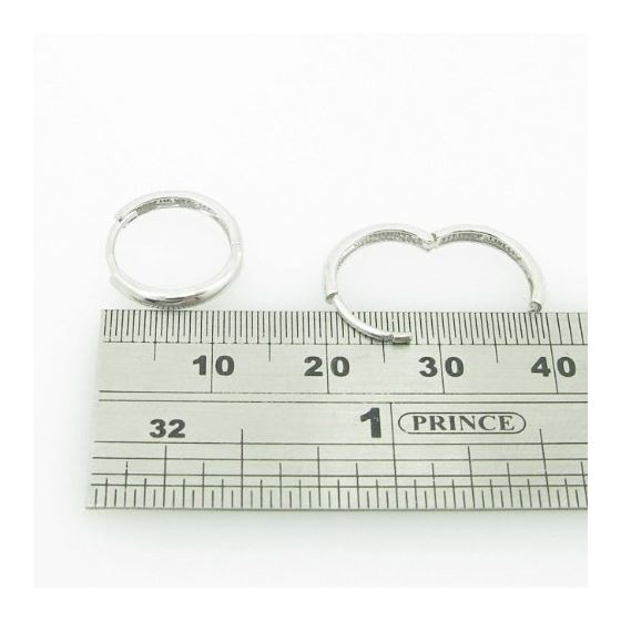 womens bp54 fancy earrings 14K white gold italian ball stud huggie hoop 4