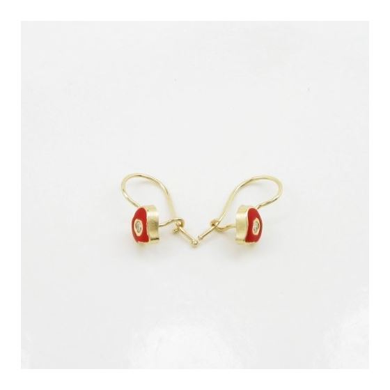 14K Yellow gold Heart cz hoop earrings for Children/Kids web57 2