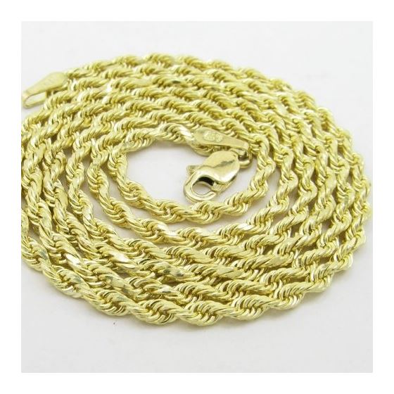 "Mens 10k Yellow Gold skinny rope chain ELNC35 20"" long and 2mm wide 2"