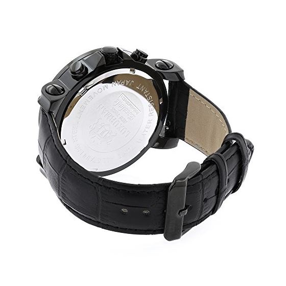 Luxurman Escalade Mens Black Real Diamond 3ct Large Watch MOP Dial Chronograph 2