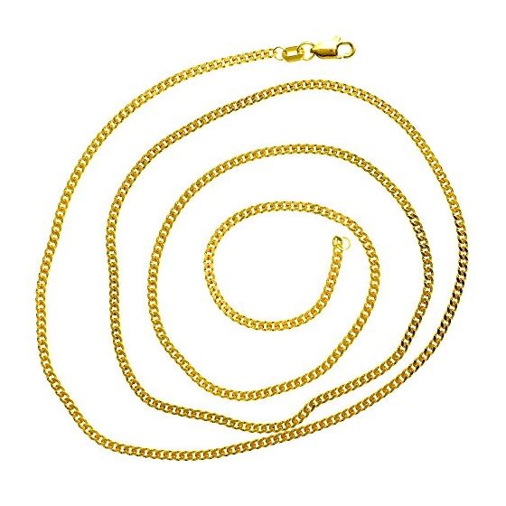 14K YELLOW Gold SOLID ITALY CUBAN Chain - 24 Inches Long 2MM Wide 2