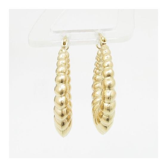 10k Yellow Gold earrings Fancy puff bamboo gold earrings AGBE58 2