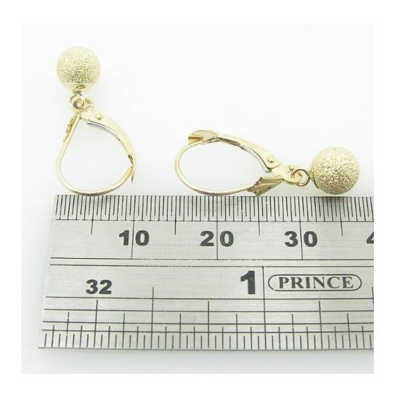 womens bp86 fancy earrings 14K yellow gold italian ball stud huggie hoop 4