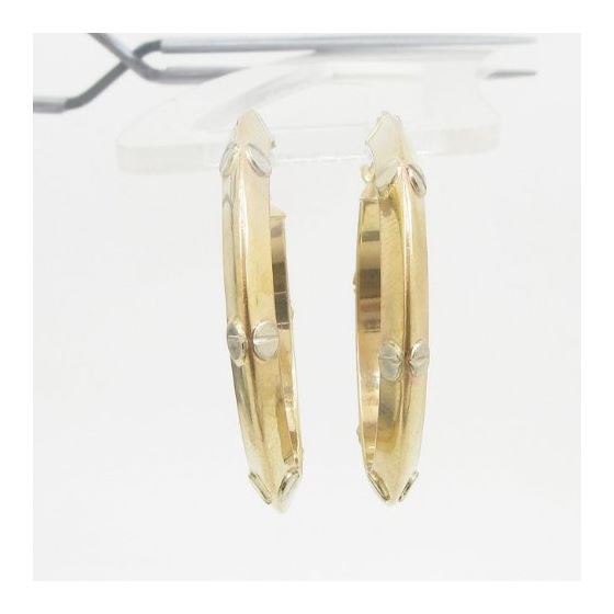 10k Yellow Gold earrings Fancy puff bamboo gold earrings AGBE53 2