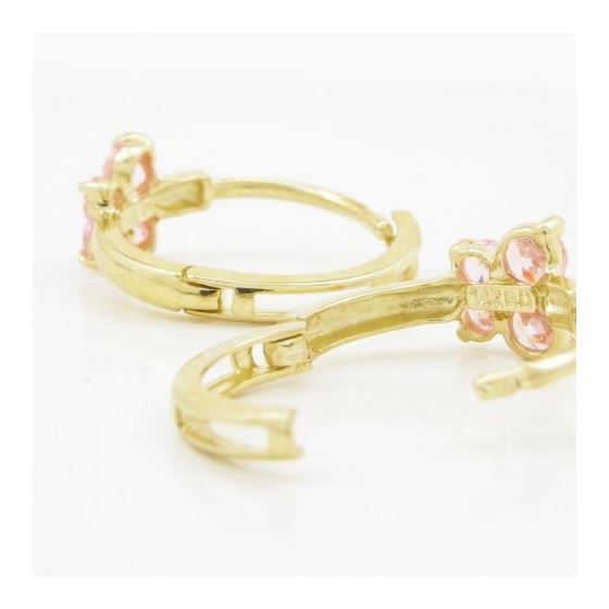 14K Yellow gold Butterfly cz hoop earrings for Children/Kids web324 4