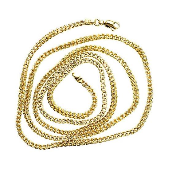 14K Diamond Cut Gold HOLLOW FRANCO Chain - 32 Inches Long 2.9MM Wide 2