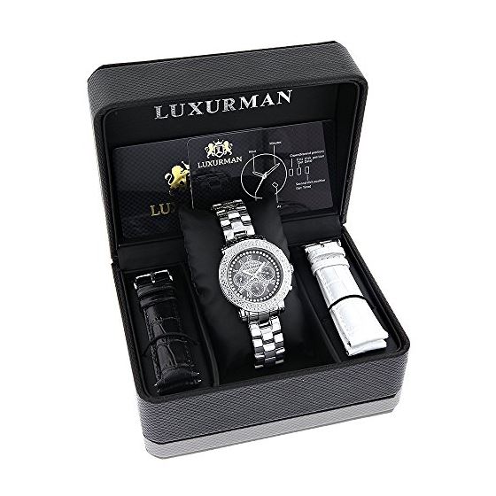 Ladies Montana Real Diamond Watch by Luxurman 0.3ct Black Mother Of Pearl 4