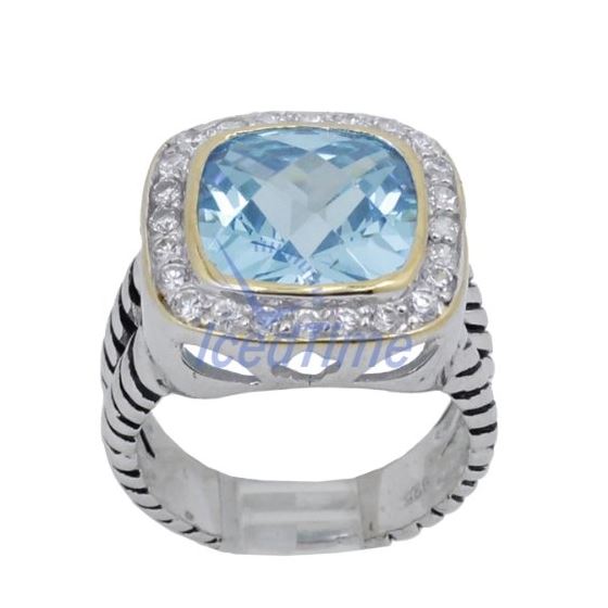 "Ladies .925 Italian Sterling Silver Baby blue synthetic gemstone ring SAR55 6