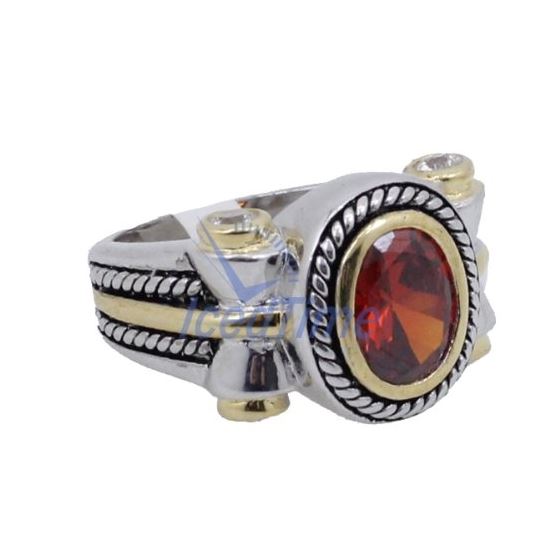 "Ladies .925 Italian Sterling Silver Ruby Red synthetic gemstone ring SAR49 6