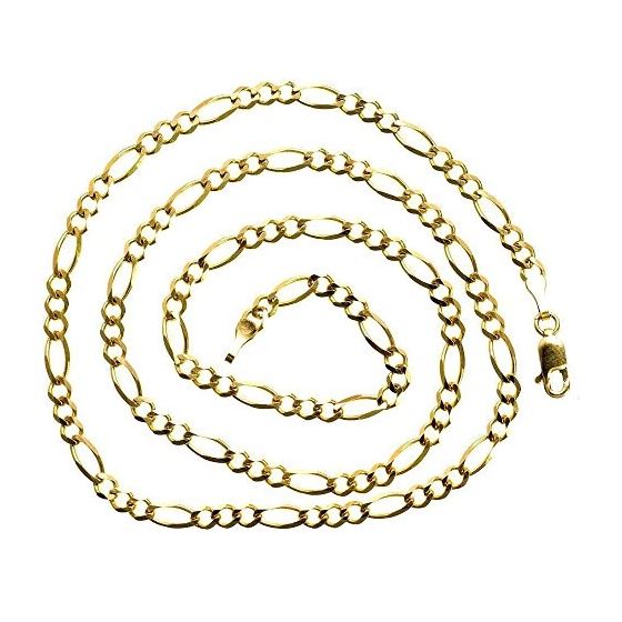 10K YELLOW Gold SOLID FIGARO Chain - 20 Inches Long 3.5MM Wide 2