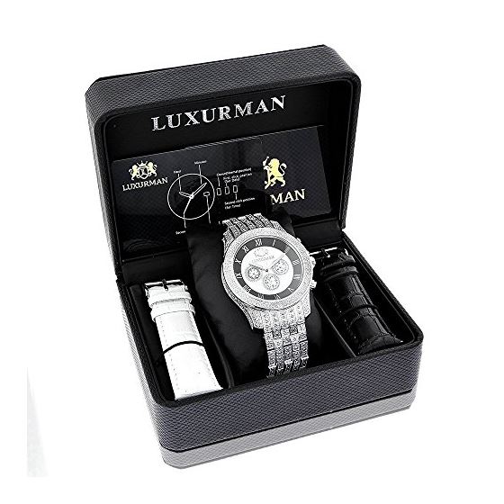 Luxurman Real Diamond Watches Diamond Watch 1.25ct Chronograph MOP for Men 4