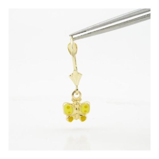 14K Yellow gold Butterfly chandelier earrings for Children/Kids web363 2