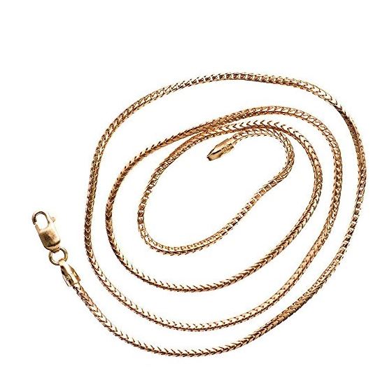 14K ROSE Gold SOLID FRANCO Chain - 18 Inches Long 1.4MM Wide 2