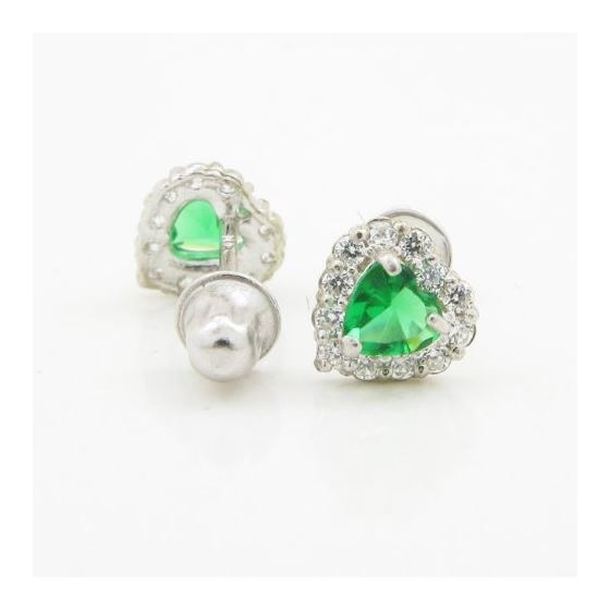 14K White gold Heart cz stud earrings for Children/Kids web245 2