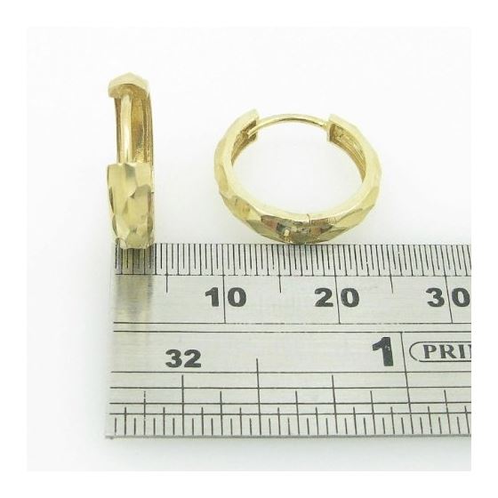 womens bp17 fancy earrings 14K yellow gold italian ball stud huggie hoop 4