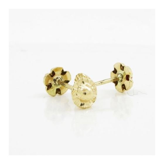 14K Yellow gold Flower pearl stud earrings for Children/Kids web213 4