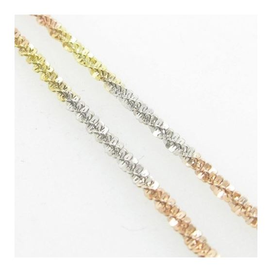 Ladies .925 Italian Sterling Silver Tri Color Fancy Link Chain Length - 18 inches Width - 2mm 4