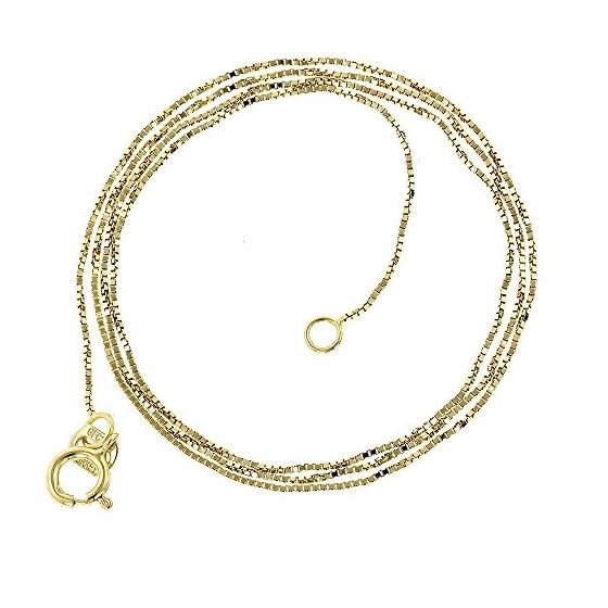 10K YELLOW Gold SOLID BOX CHAIN Necklace 0.5mm wide 22 inches long 2