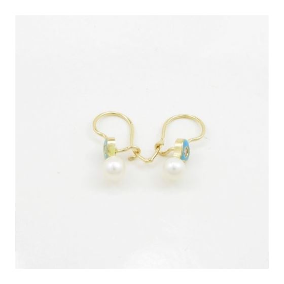14K Yellow gold Heart and pearl hoop earrings for Children/Kids web55 2