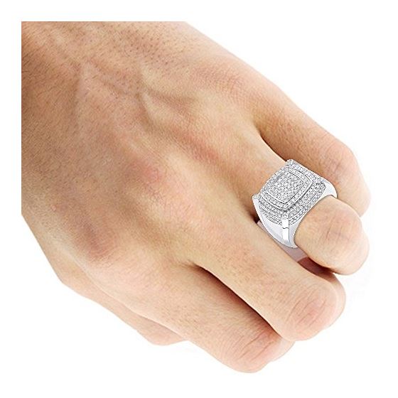 Mens Pinky Ring 10K Gold Diamond Ring 1.8Ctw (Wh-4