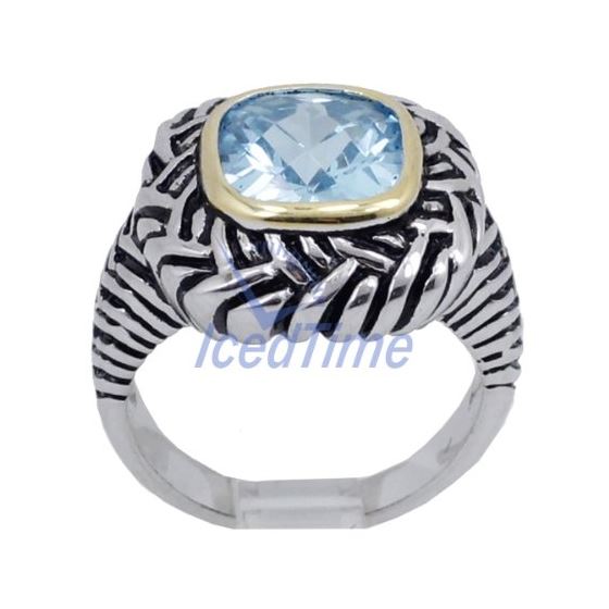 "Ladies .925 Italian Sterling Silver Baby blue synthetic gemstone ring SAR29 6