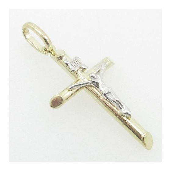 Mens 10K Solid Yellow Gold white jesus cross Length - 1.26 inches Width - 16mm 2