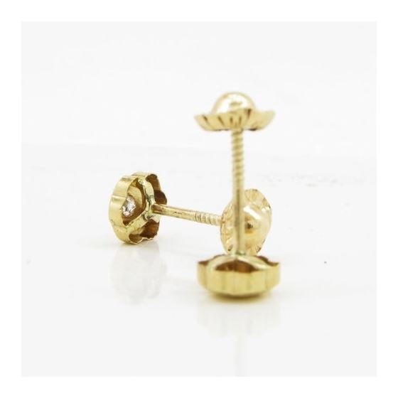 14K Yellow gold Flower cz stud earrings for Children/Kids web192 4