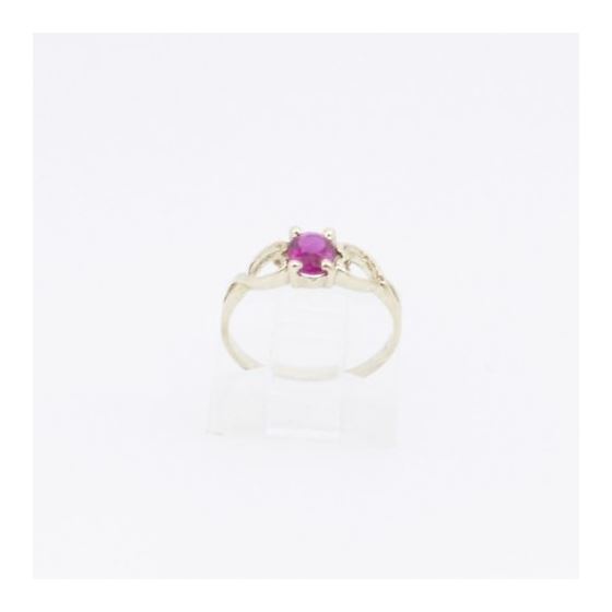 10k Yellow Gold Syntetic red gemstone ring ajjr44 Size: 3 2