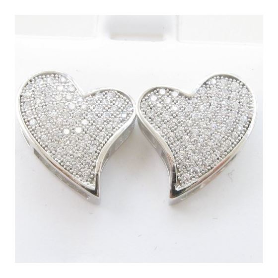 Womens .925 sterling silver White heart earring 4mm thick and 13mm wide Size 2