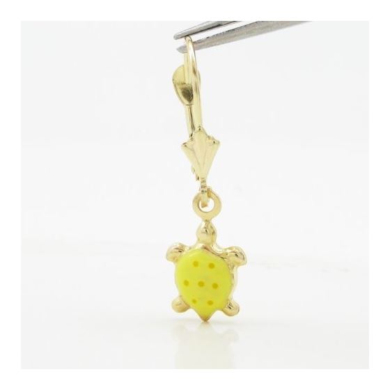 14K Yellow gold Tortoise chandelier earrings for Children/Kids web381 2