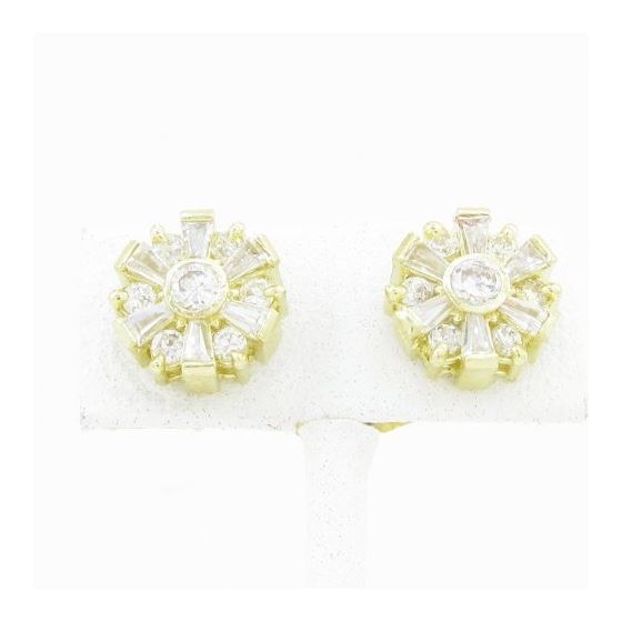 Womens 10k Yellow gold Fancy round white cz stud earring ELMI30 2