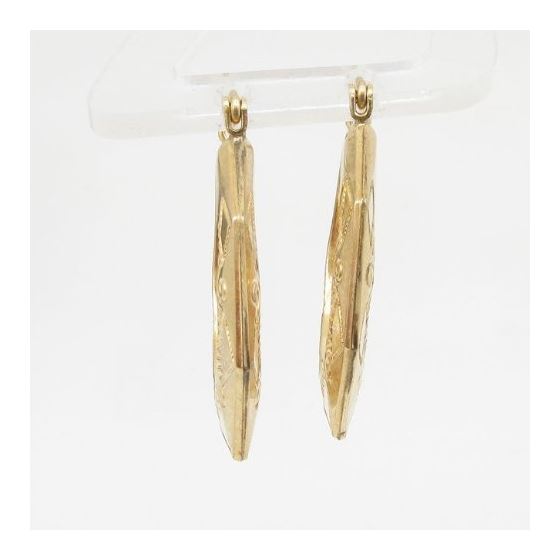10k Yellow Gold earrings Fancy puff bamboo gold earrings AGBE57 2
