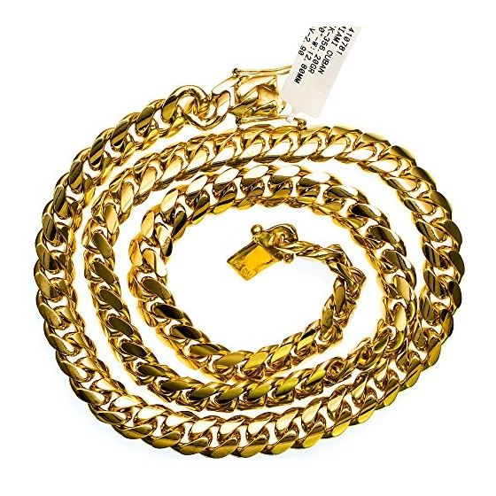 "14K YELLOW Gold MIAMI CUBAN SOLID CHAIN - 30"" Long 12X5MM Wide 2"