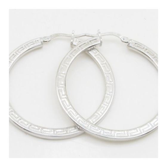 Round greek key hoop earring SB86 45mm tall and 41mm wide 2