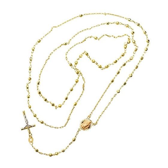 10K YELLOW Gold HOLLOW ROSARY Chain - 28 Inches Long 3MM Wide 2