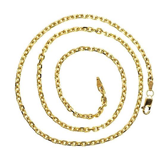 14K YELLOW Gold SOLID CABLE-DIA CUT Chain - 22 Inches Long 3.5MM Wide 2