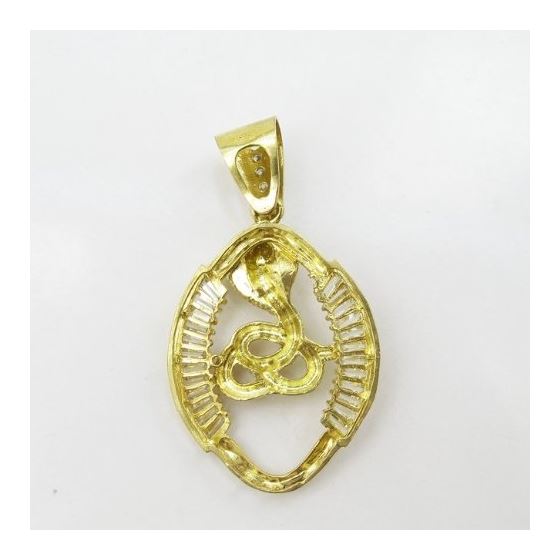 Mens 10k Yellow gold Yellow gold cobra white and red gemstone charm EGP37 4