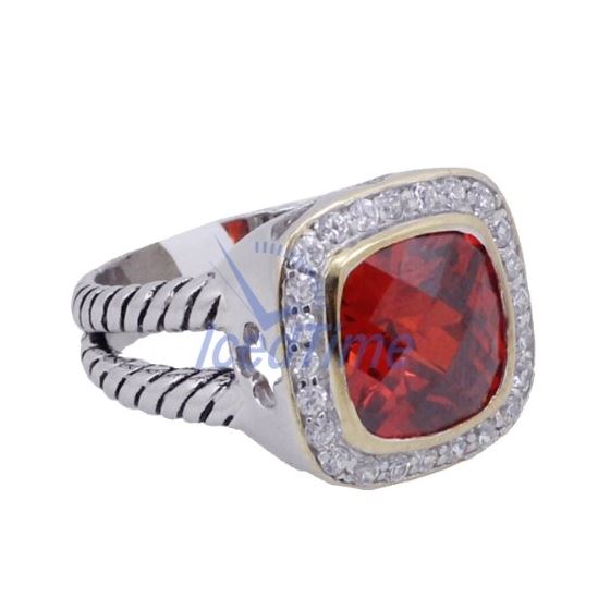 "Ladies .925 Italian Sterling Silver Ruby Red synthetic gemstone ring SAR56 6