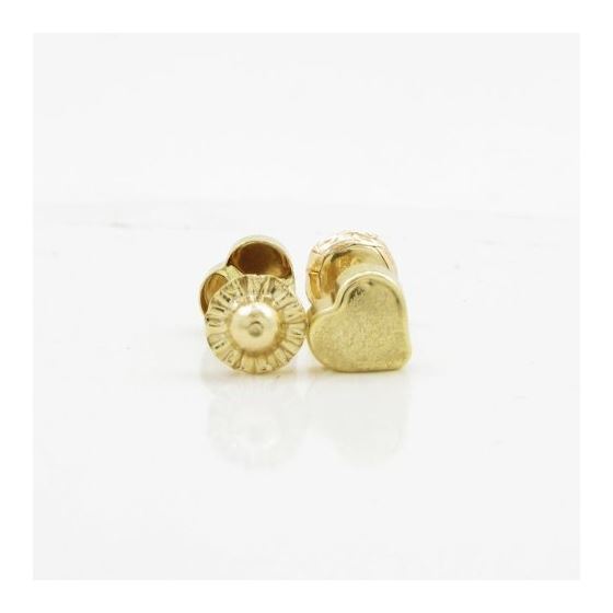 14K Yellow gold Plain heart stud earrings for Children/Kids web166 2