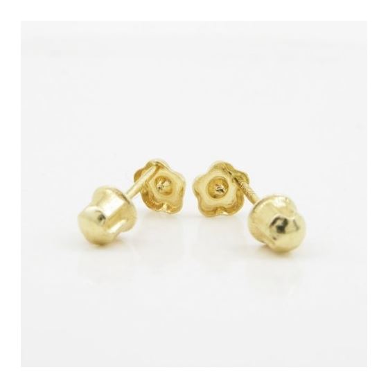 14K Yellow gold Flower cz stud earrings for Children/Kids web486 4