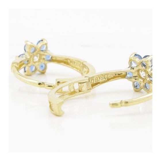 14K Yellow gold Flower cz hoop earrings for Children/Kids web346 4