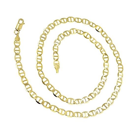 10K 24 inch long Yellow Gold 4.50mm wide Diamond Cut Mariner Link Chain with Lobster Clasp FJ-100M-2