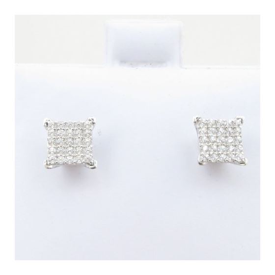 Mens .925 sterling silver White 5 row square earring MLCZ37 5mm thick and 6mm wide Size 2