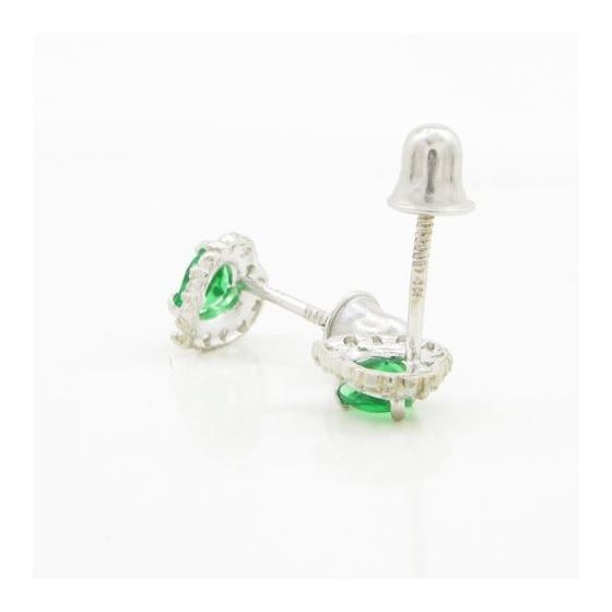 14K White gold Heart cz stud earrings for Children/Kids web245 4