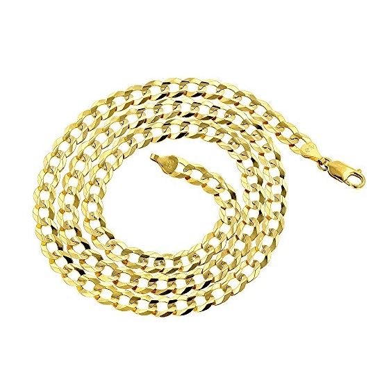 "10K Yellow Gold 8mm wide 26"" long Curb Cuban Italy Chain Necklace with Lobster Clasp GC63 2"