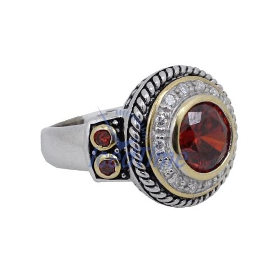 "Ladies .925 Italian Sterling Silver Ruby Red synthetic gemstone ring SAR21 6